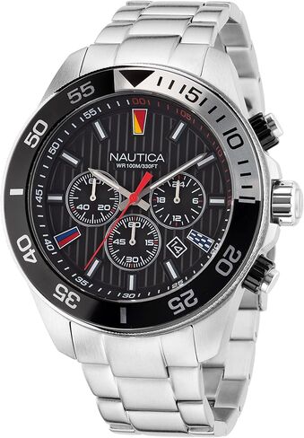 Nautica Men's NAPNOS306 One Recycled (85%) Stainless Steel Bracelet & Black Silicone Strap Watch in Saudi Arabia