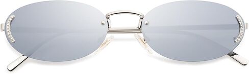 SOJOS Trendy Oval Rimless Sunglasses for Women Retro Y2k Sunnies with Rhinestones SJ1227 in Saudi Arabia