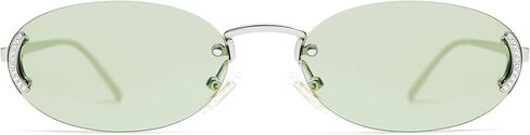 SOJOS Trendy Oval Rimless Sunglasses for Women Retro Y2k Sunnies with Rhinestones SJ1227 in Saudi Arabia