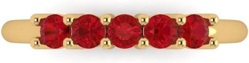 14K Wedding Band for Women - 0.35 ctw Round Cut Simulated Ruby in Yellow Gold Wedding Ring - Bridal Solid Gold Birthstone Stacking Anniversary Ring in Saudi Arabia