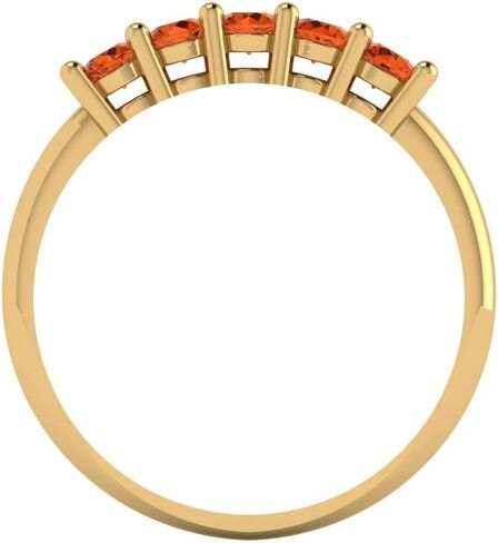 14K Wedding Band for Women - 0.35 ctw Round Cut Simulated Ruby in Yellow Gold Wedding Ring - Bridal Solid Gold Birthstone Stacking Anniversary Ring in Saudi Arabia