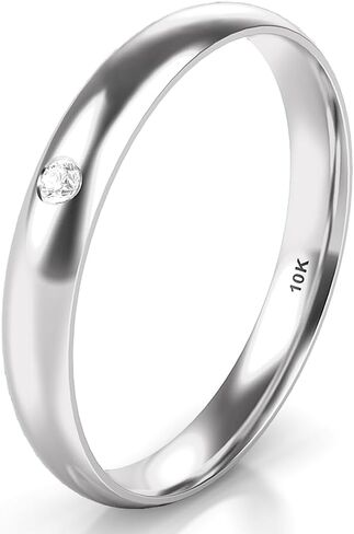 10K White/Yellow/Rose Gold Diamond 3MM Dome Wedding Anniversary Band Ring in Kuwait