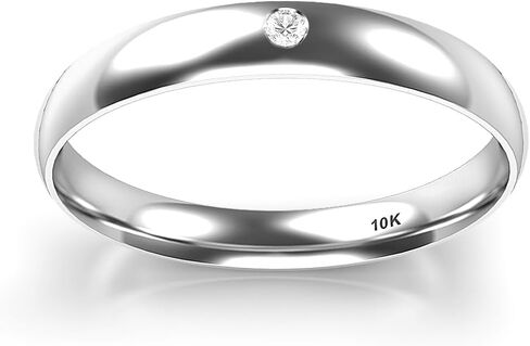 10K White/Yellow/Rose Gold Diamond 3MM Dome Wedding Anniversary Band Ring in Kuwait