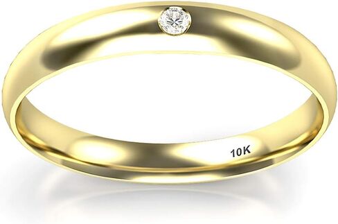 10K White/Yellow/Rose Gold Diamond 3MM Dome Wedding Anniversary Band Ring in Kuwait