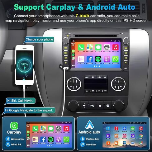 4G+64G Android 13 Car Radio for Chevy Silverado GMC Sierra Buick Enclave Yukon, 7" IPS Touch Screen Car Stereo Build-in GPS Wireless CarPlay/Android Auto, Backup Camera/DSP/SWC in Saudi Arabia