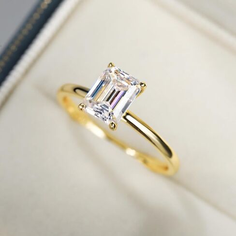 14K الذهب المطلي بالزركونيا خاتم الخطوبة للنساء 925 الجنيه الاسترليني الفضة الزمرد قطع 1CT/2CT/3CT CZ SOLITAIRE حلقات وعد للمرأة الحجم 5-9 in Kuwait