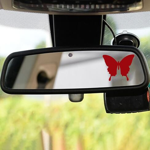 Dotesy 3 PCS Bling Bling Rearview Mirror Cover, Elastic PU Leather Auto Rear View Mirror Protector with Butterfly Car Interior Accessories Universal Fit Women Car Decors (Purple) in Kuwait
