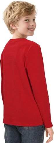 Boys Long Sleeve Shirts Cotton Crewneck T-Shirts for Boy Kids Basic Tee Sweatshirt 7-14 Years in Saudi Arabia
