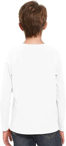 Boys Long Sleeve Shirts Cotton Crewneck T-Shirts for Boy Kids Basic Tee Sweatshirt 7-14 Years in Saudi Arabia