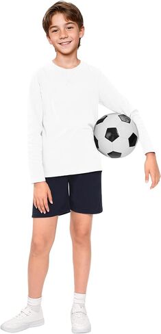 Boys Long Sleeve Shirts Cotton Crewneck T-Shirts for Boy Kids Basic Tee Sweatshirt 7-14 Years in Saudi Arabia