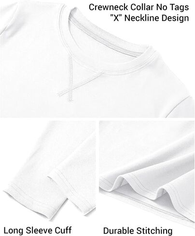 Boys Long Sleeve Shirts Cotton Crewneck T-Shirts for Boy Kids Basic Tee Sweatshirt 7-14 Years in Saudi Arabia