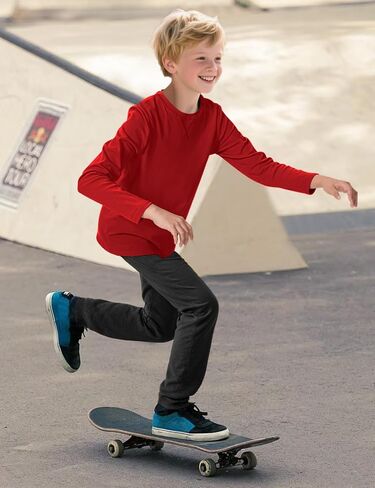 Boys Long Sleeve Shirts Cotton Crewneck T-Shirts for Boy Kids Basic Tee Sweatshirt 7-14 Years in Saudi Arabia