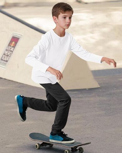 Boys Long Sleeve Shirts Cotton Crewneck T-Shirts for Boy Kids Basic Tee Sweatshirt 7-14 Years in Saudi Arabia