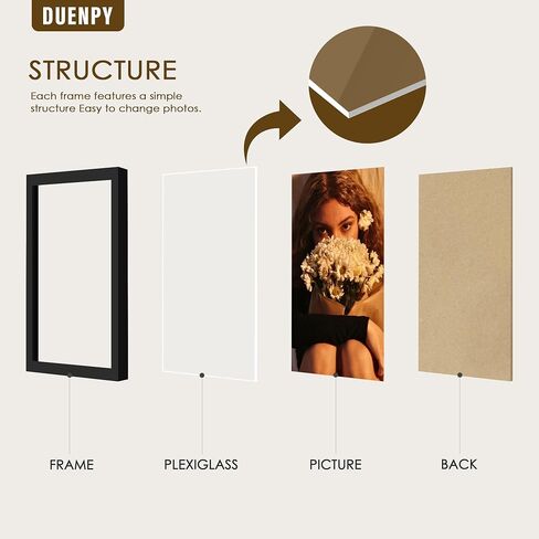 4 Folding 4x6 Picture Frame Horizontal Engineered Wood Accordion Photo Frame with Plexiglass Tabletop Bookshelf Display Black in Kuwait