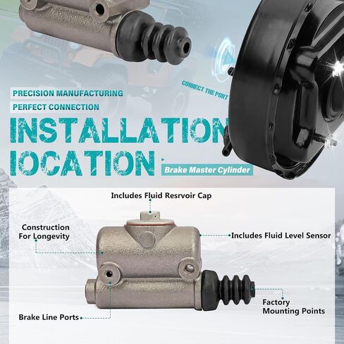 M6086 Brake Master Cylinder متوافق مع Volkswagen Beetle ، Karmann Ghia ، Transporter & Jeep Willys & Studebaker Champion & Nash 600 ، Ambassador ، Ambassad 600 ، استبدل OE M6086 ، 115964 ، 3106509 in Saudi Arabia