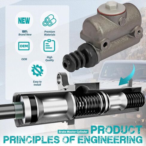 M6086 Brake Master Cylinder متوافق مع Volkswagen Beetle ، Karmann Ghia ، Transporter & Jeep Willys & Studebaker Champion & Nash 600 ، Ambassador ، Ambassad 600 ، استبدل OE M6086 ، 115964 ، 3106509 in Saudi Arabia