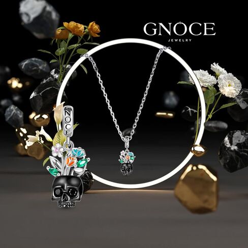 GNOCE VASE SKULL Pendant Dangle Charm 925 Sterling Silver Black Plated Jewelry Gift for Women Fit Fit Snake Bracelets/Necklace in Saudi Arabia