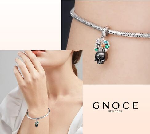 GNOCE VASE SKULL Pendant Dangle Charm 925 Sterling Silver Black Plated Jewelry Gift for Women Fit Fit Snake Bracelets/Necklace in Saudi Arabia