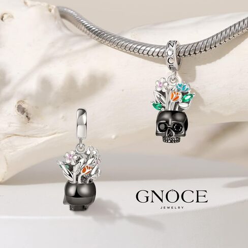 GNOCE VASE SKULL Pendant Dangle Charm 925 Sterling Silver Black Plated Jewelry Gift for Women Fit Fit Snake Bracelets/Necklace in Saudi Arabia