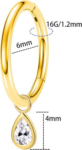 316L 16G Clicker Rook Earrings Gold Plated Rook Piercing Jewelry Stainless Steel Dangling Helix Eyebrow Piercing Rings in Saudi Arabia