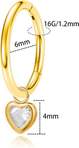 316L 16G Clicker Rook Earrings Gold Plated Rook Piercing Jewelry Stainless Steel Dangling Helix Eyebrow Piercing Rings in Saudi Arabia