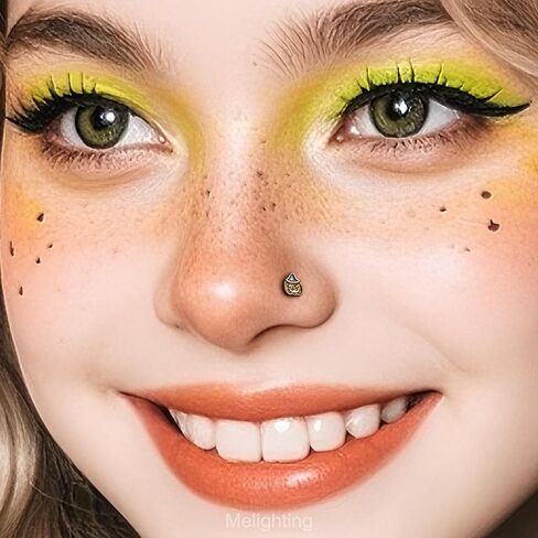 MeIighting 3PCS 20G Black Nose Studs L-shaped, 7mm Halloween Nostril Piercing Jewelry, 316L Stainless Steel Bat Spider Pumpkin Nose Rings for Women in Saudi Arabia