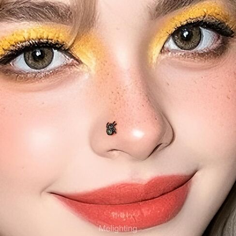 MeIighting 3PCS 20G Black Nose Studs L-shaped, 7mm Halloween Nostril Piercing Jewelry, 316L Stainless Steel Bat Spider Pumpkin Nose Rings for Women in Saudi Arabia