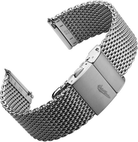 Watchgecko Merriott Quick -Release Milanese Mesh Stainless Steel Strap - مصقول. رجال استبدال حزام ساعة الاغتصاب. من السهل وضع حزام قابل للتعديل in Saudi Arabia