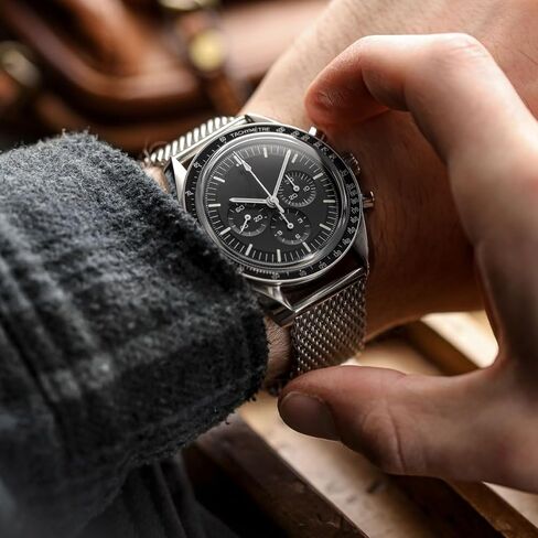 Watchgecko Merriott Quick -Release Milanese Mesh Stainless Steel Strap - مصقول. رجال استبدال حزام ساعة الاغتصاب. من السهل وضع حزام قابل للتعديل in Saudi Arabia