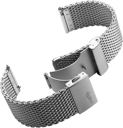 Watchgecko Merriott Quick -Release Milanese Mesh Stainless Steel Strap - مصقول. رجال استبدال حزام ساعة الاغتصاب. من السهل وضع حزام قابل للتعديل in Saudi Arabia