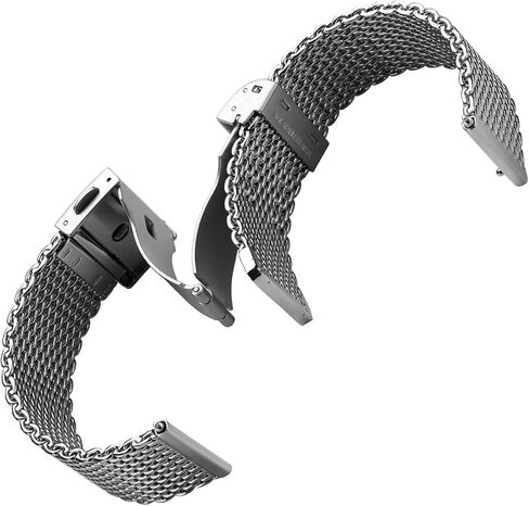 Watchgecko Merriott Quick -Release Milanese Mesh Stainless Steel Strap - مصقول. رجال استبدال حزام ساعة الاغتصاب. من السهل وضع حزام قابل للتعديل in Saudi Arabia