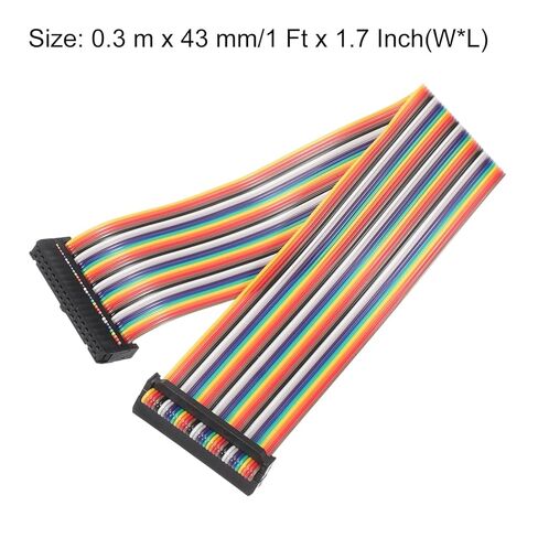 meccanixity idc قوس قزح سلك مسطح كابل الشريط 2.54 مم الملعب 40 دبوس خط التوصيل FC موصل أسود ثنائي الإناث لتجربة DIY 2 قدم طول 1 pcs in Kuwait