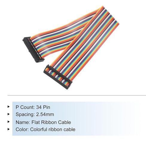 meccanixity idc قوس قزح سلك مسطح كابل الشريط 2.54 مم الملعب 40 دبوس خط التوصيل FC موصل أسود ثنائي الإناث لتجربة DIY 2 قدم طول 1 pcs in Kuwait
