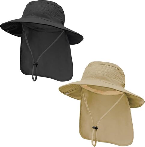 ZOORON Sun Hats for Men Women Fishing Hat with Neck Flap,UPF 50+ Sun Hat Waterproof Wide Brim Bucket Hats for Safari Hiking in Kuwait