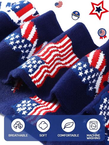 6 Pairs American Flag Socks for Men 4th of July Novelty Patriotic Stars Red White and Blue Stripes Socks for Independence Day Holidays Gifts in Saudi Arabia