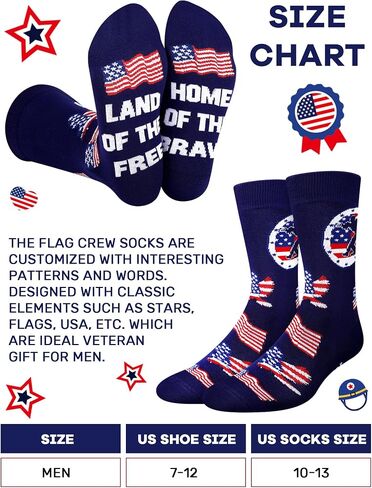 6 Pairs American Flag Socks for Men 4th of July Novelty Patriotic Stars Red White and Blue Stripes Socks for Independence Day Holidays Gifts in Saudi Arabia
