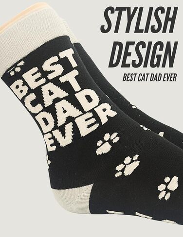 Innobeta Cat Lover Gifts for Men ، Best Cat Dad ever ever Size Crew Socks in Saudi Arabia