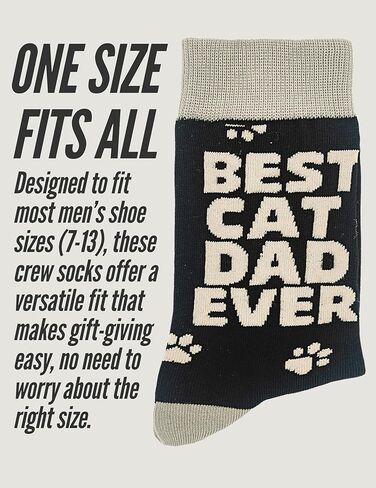 Innobeta Cat Lover Gifts for Men ، Best Cat Dad ever ever Size Crew Socks in Saudi Arabia