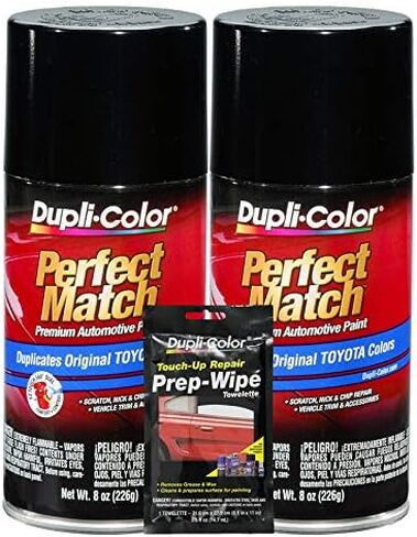 Dupli-Color Black (Metallic) Exact-Match Automotive Paint For Toyota Vehicles - 8 oz, Bundles Prep Wipe (3 Items) in Saudi Arabia