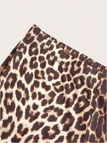 Wdirara Women's Plus Leopard Print Prans Flared Pants مرنة الخس الخس in Saudi Arabia