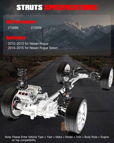 Front Complete Struts & Coil Spring Assembly Compatible for Nissan for Rogue 2012-2013 for Nissan for Rogue Select 2014-2015, Set of 2 Shocks & Struts Replace 272898 272609 in Saudi Arabia