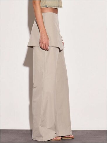 MakeMeChic Women's Wide Leg Pants Low Waist Trousers with Tie Side Skirt in Kuwait