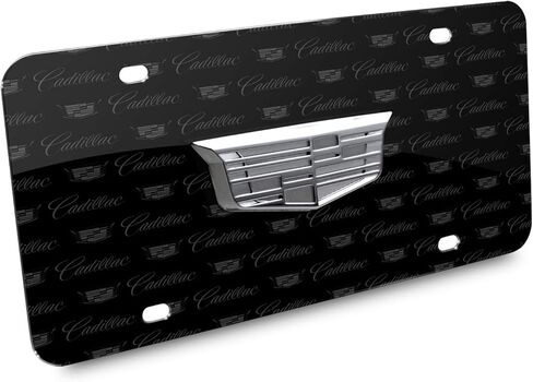 ل Cadillac Crest Silver 3D Logo On Logo Pattern Black Aluminium Plate in Saudi Arabia