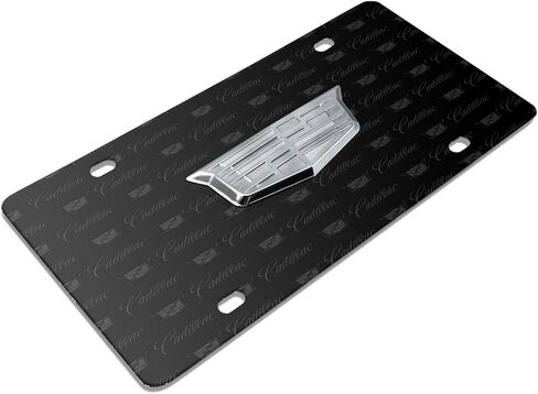 ل Cadillac Crest Silver 3D Logo On Logo Pattern Black Aluminium Plate in Saudi Arabia