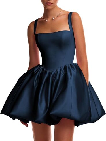 Raseal Satin Flower Bud Homecoming Dress Summer Casual Backless Mini Short Dresses for Women RS167 in Saudi Arabia