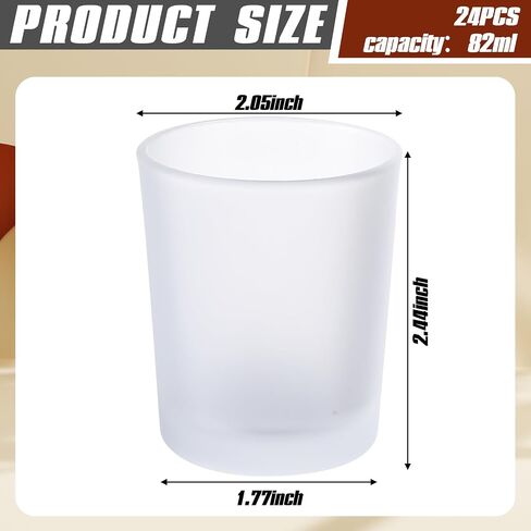 Set of 24 Frosted White Glass Votive Candle Holders Frosted Votive Candle Holders Bulk Wedding Party Birthday Centerpieces Spa Supplies Home Decorations in Saudi Arabia