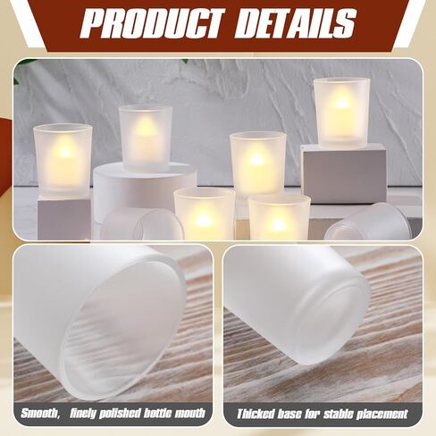 Set of 24 Frosted White Glass Votive Candle Holders Frosted Votive Candle Holders Bulk Wedding Party Birthday Centerpieces Spa Supplies Home Decorations in Saudi Arabia
