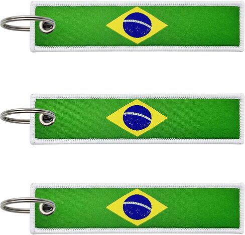 3 Pcs Brazil Brazilian Country Flag Keychain,Woven label Key Chains for Car Keys,Fabric Key Chains Men and Women,Used for Various Decorations. in Saudi Arabia
