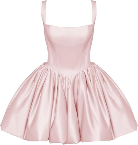 Raseal Satin Flower Bud Homecoming Dress Summer Casual Backless Mini Short Dresses for Women RS167 in Saudi Arabia