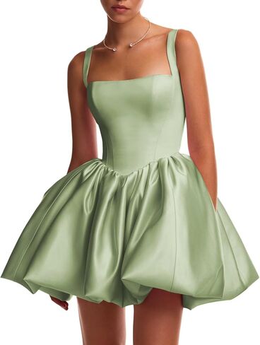 Raseal Satin Flower Bud Homecoming Dress Summer Casual Backless Mini Short Dresses for Women RS167 in Saudi Arabia